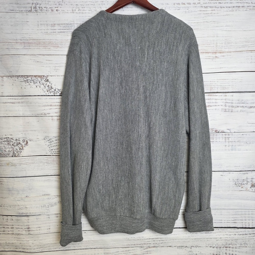 Vintage IZOD Cardigan Sweater Mens XL Gray Crest Logo USA Button Up Grandpa-core - Picture 3 of 9